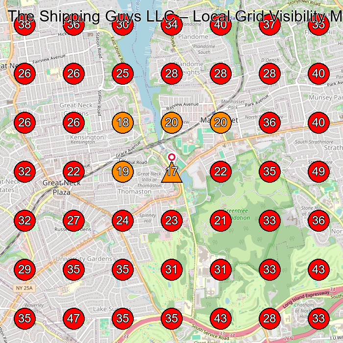 The Shipping Guys LLC GeoGrid visibility map for Freight Forwarding Service in Floral Park